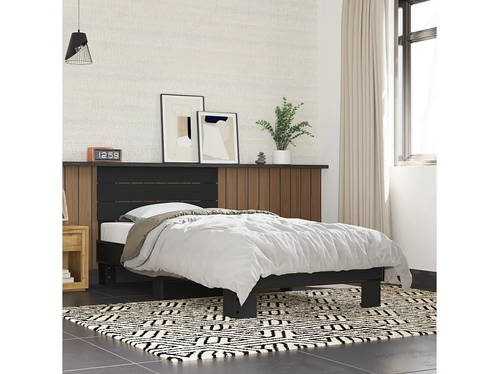 Cadre de lit sans matelas noir 75x190 cm