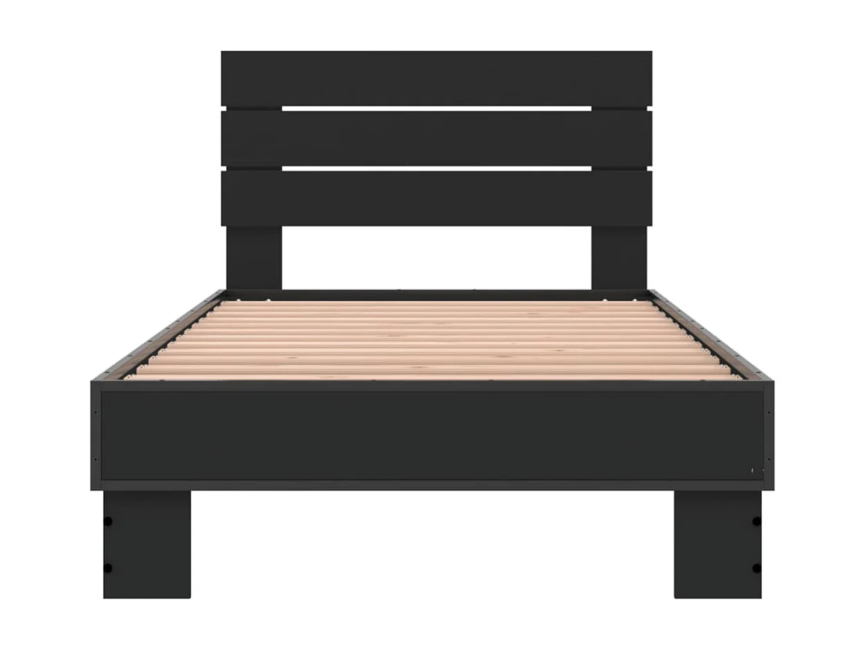 Cadre de lit sans matelas noir 75x190 cm
