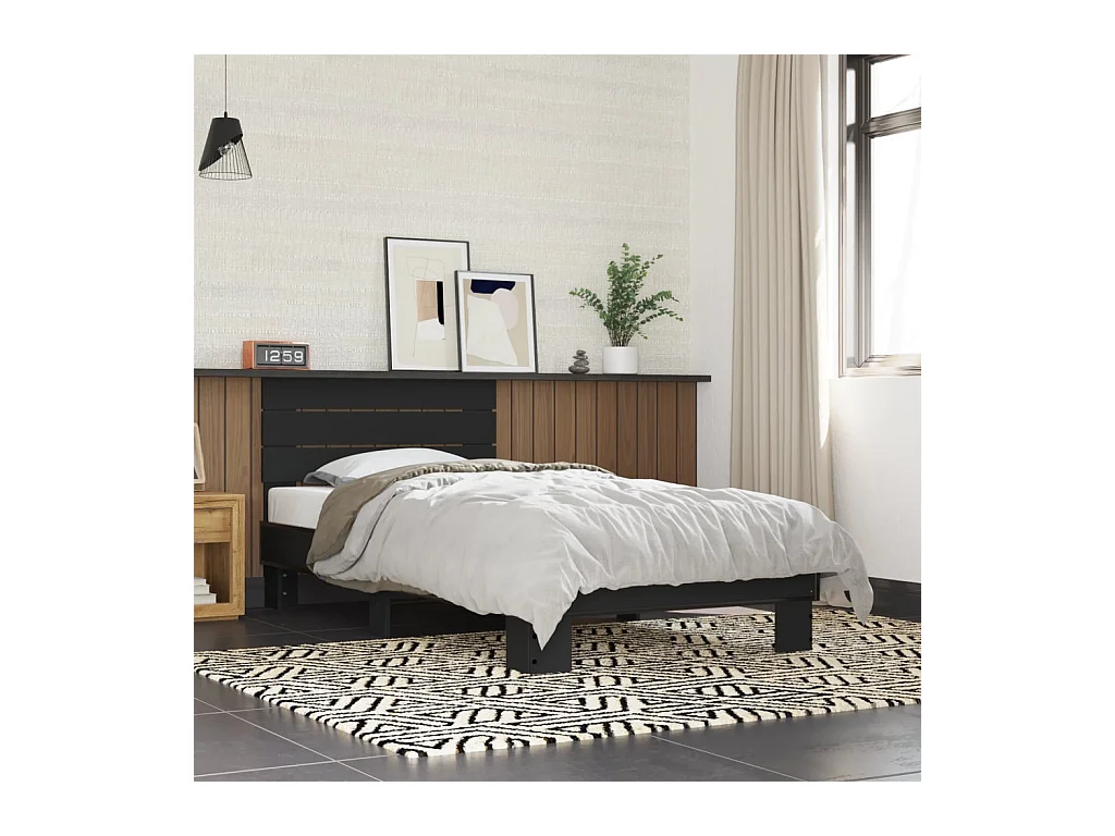 Cadre de lit sans matelas noir 75x190 cm