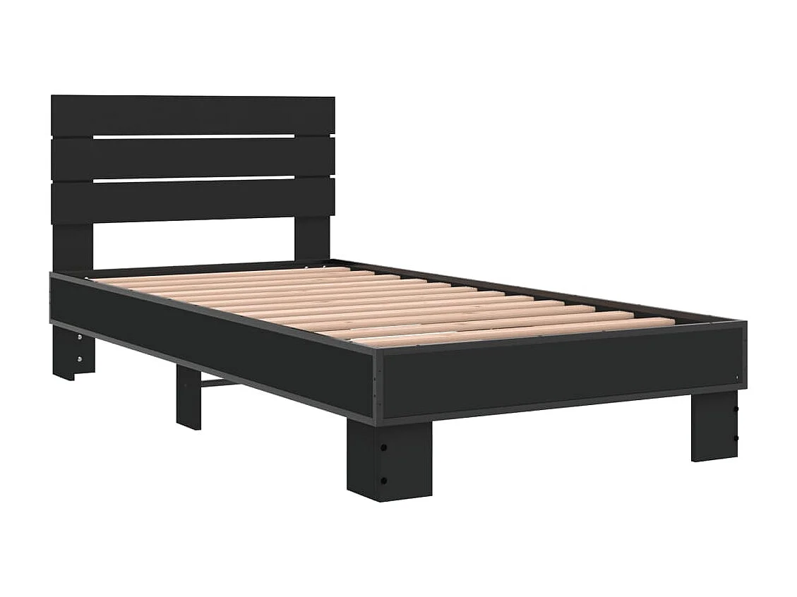 Estrutura de cama 75x190 cm derivados de madeira e metal preto