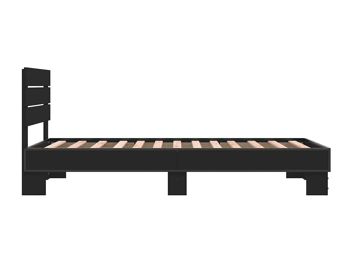 Estrutura de cama 75x190 cm derivados de madeira e metal preto