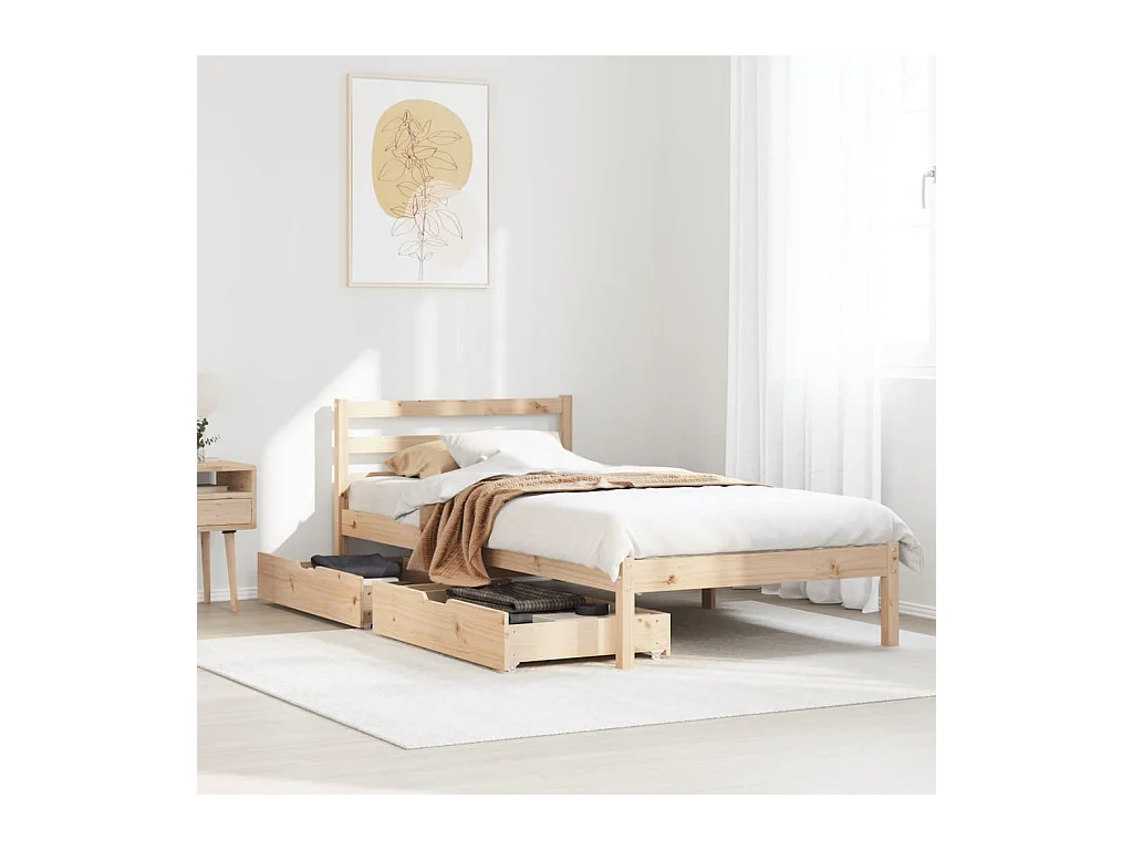 Letto senza Materasso 90x200 cm in Legno Massello di Pino
