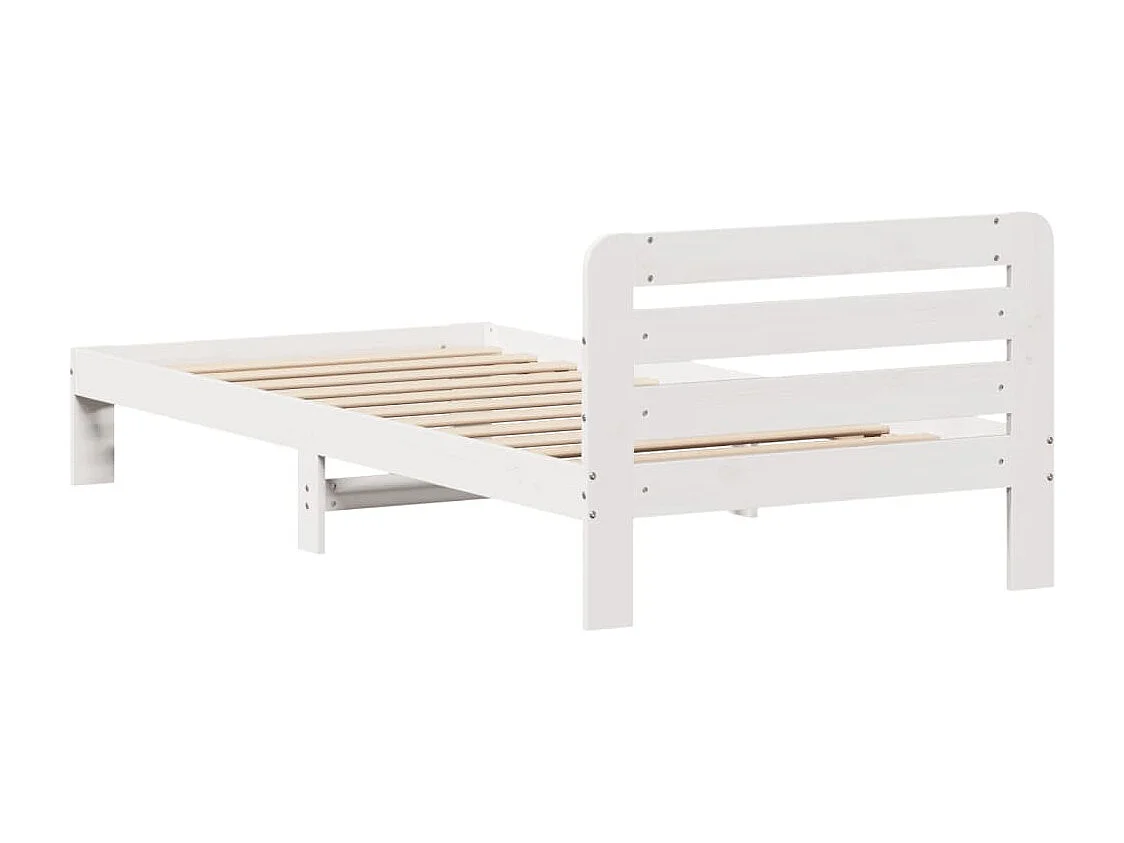 Cadre de lit sans matelas blanc 75x190 cm bois de pin massif