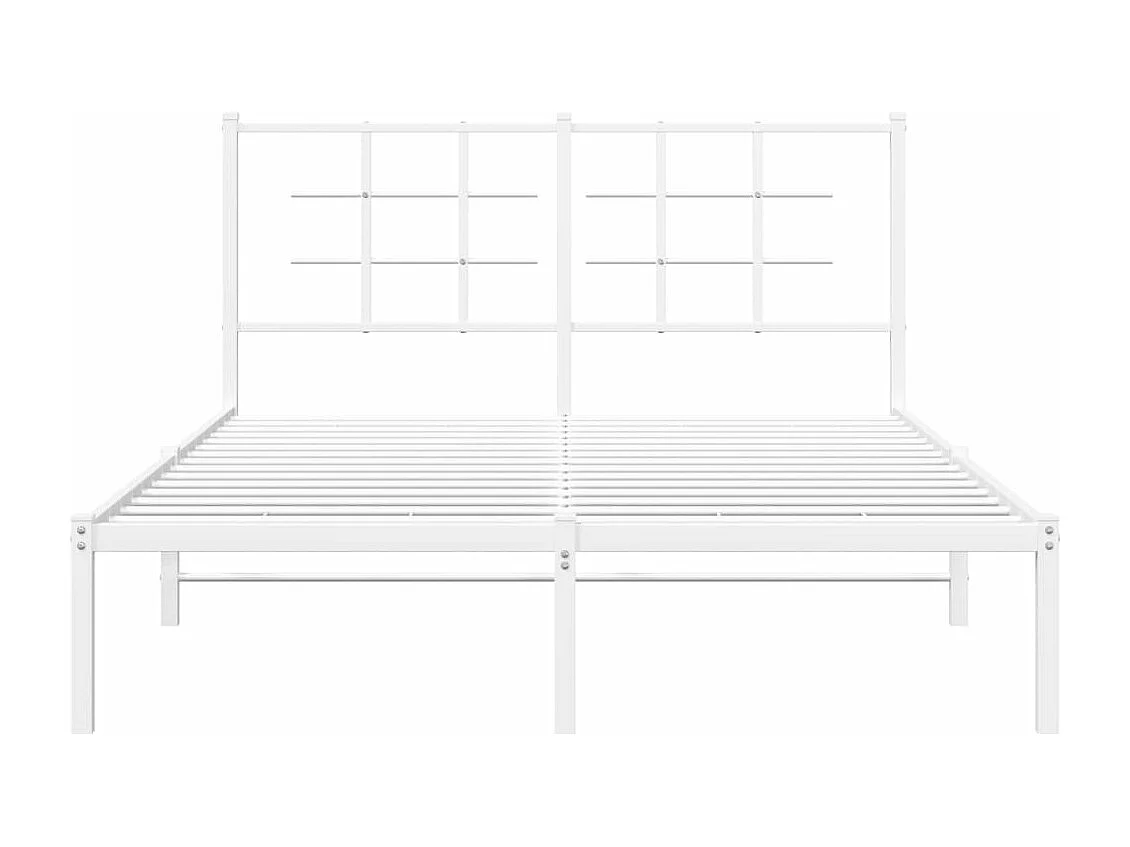 Cadre de lit métal sans matelas et tête de lit blanc 140x190 cm