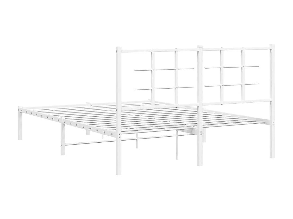Cadre de lit métal sans matelas et tête de lit blanc 140x190 cm