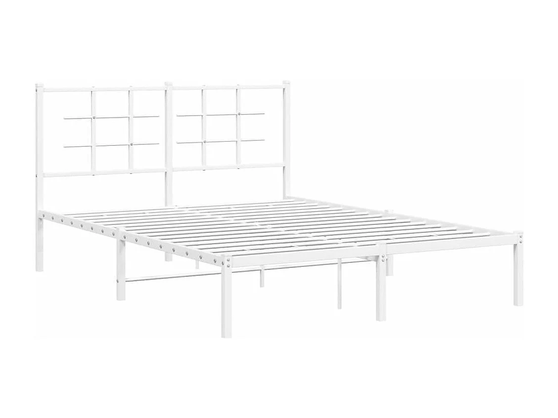 Cadre de lit métal sans matelas et tête de lit blanc 140x190 cm
