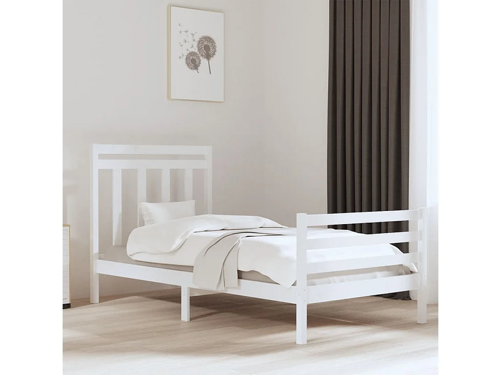 Cadre de lit sans matelas blanc 100x200 cm bois massif
