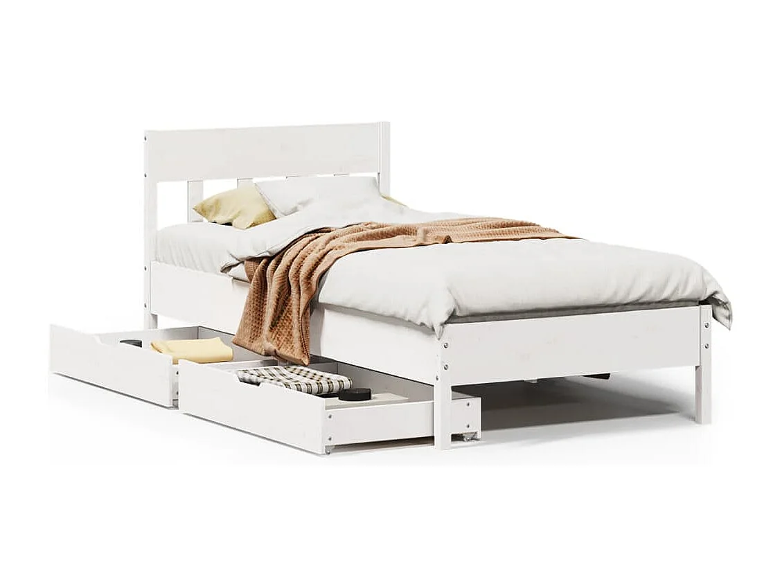 Cadre de lit sans matelas blanc 90x190 cm bois de pin massif