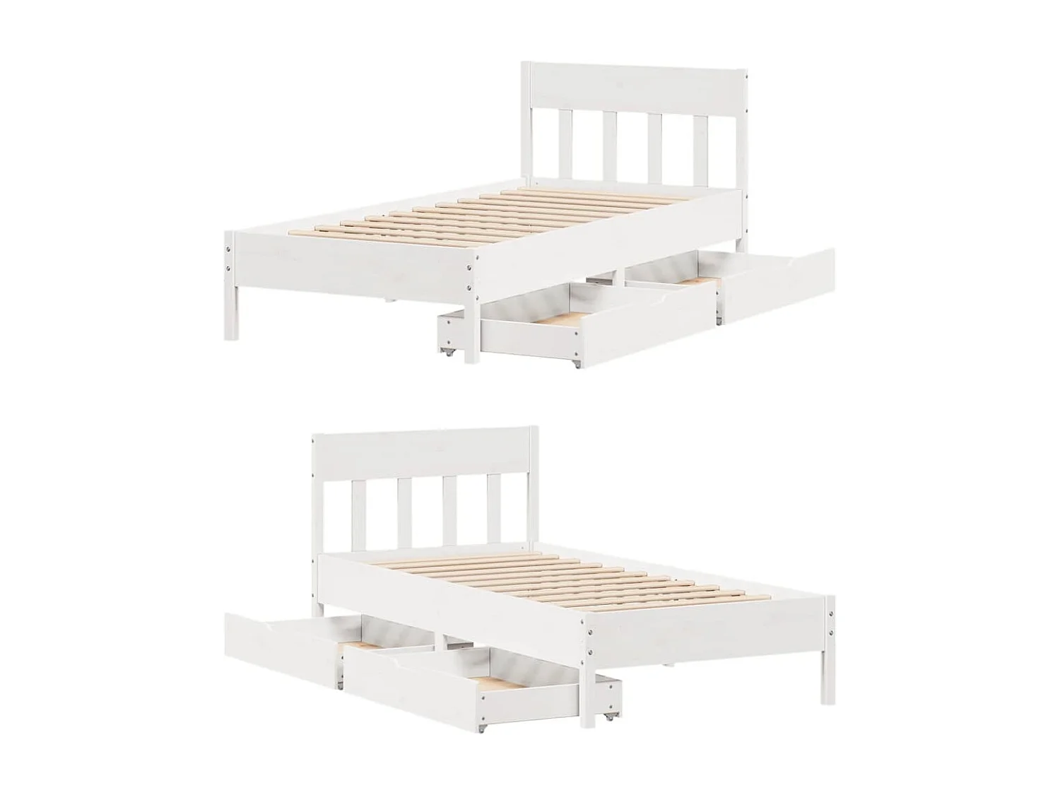 Cadre de lit sans matelas blanc 90x190 cm bois de pin massif