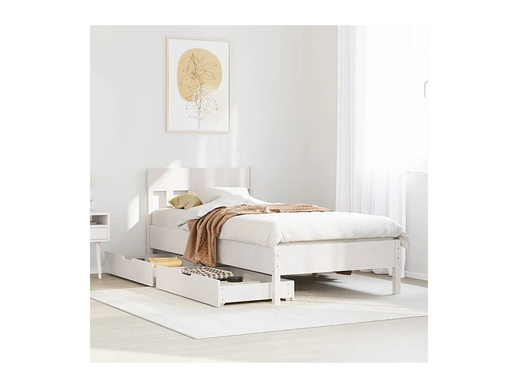 Cadre de lit sans matelas blanc 90x190 cm bois de pin massif