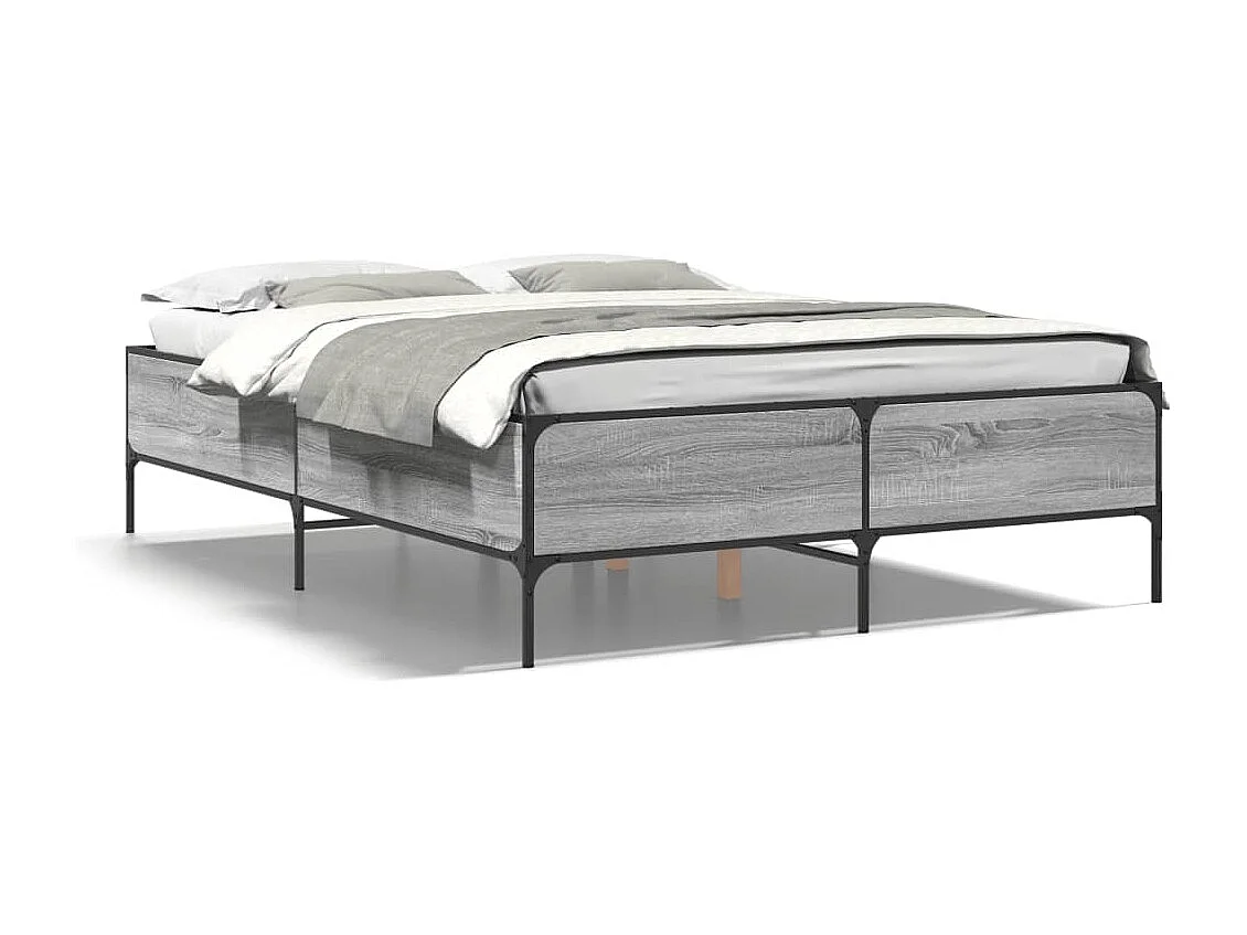 Cadre de lit sans matelas sonoma gris 135x190 cm