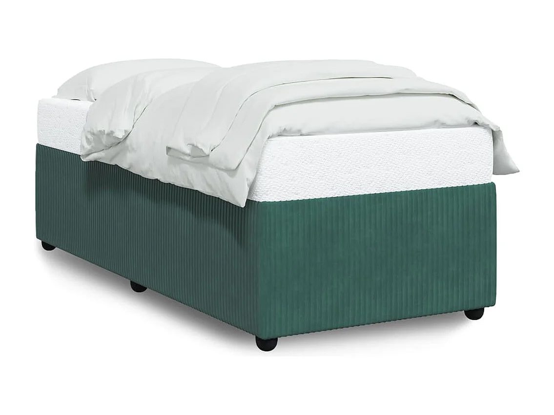 Estrutura de cama sem colchão 80x200 cm veludo verde-escuro