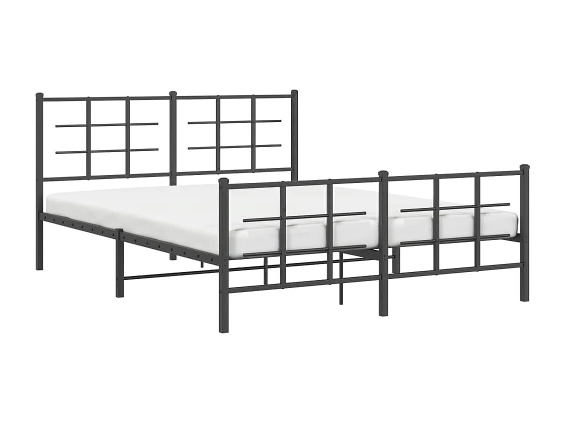 Bettgestell mit Kopf- und Fußteil Metall Schwarz 150x200 cm