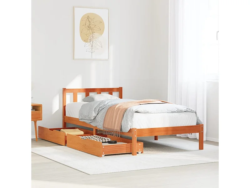 Letto senza Materasso Marrone Cera 90x190 cm in Legno di Pino