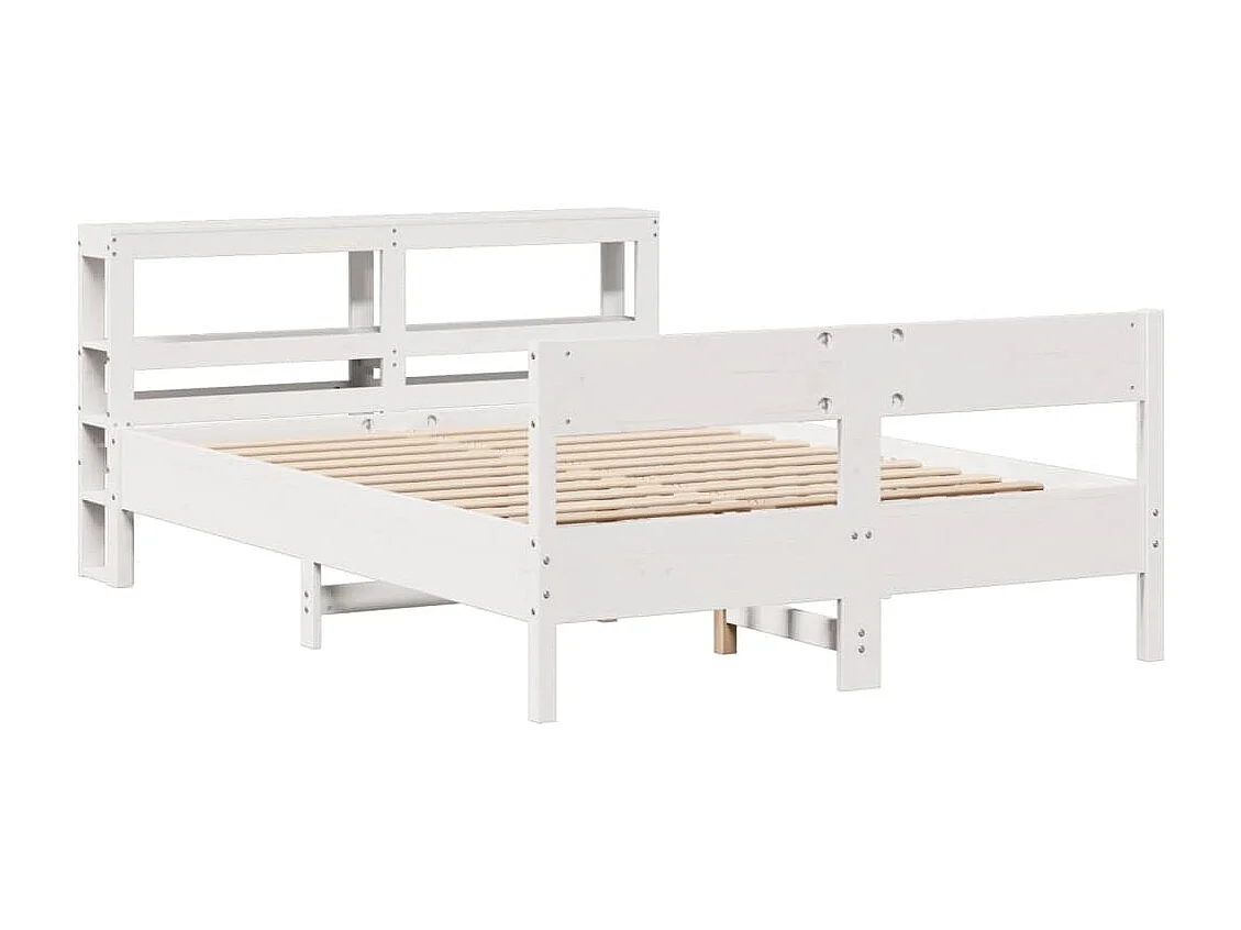 Cama sem colchão 160x200 cm madeira de pinho maciça branco