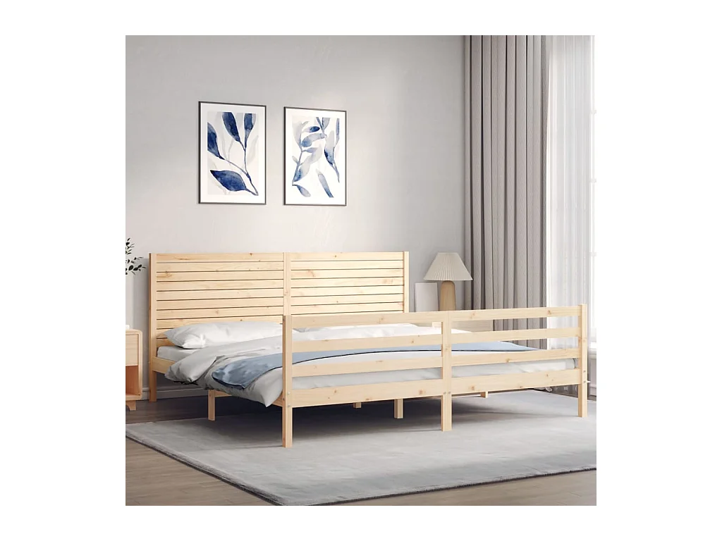 Massivholzbett mit Kopfteil 200x200 cm