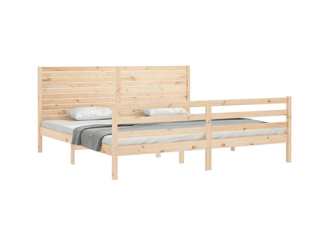 Massivholzbett mit Kopfteil 200x200 cm