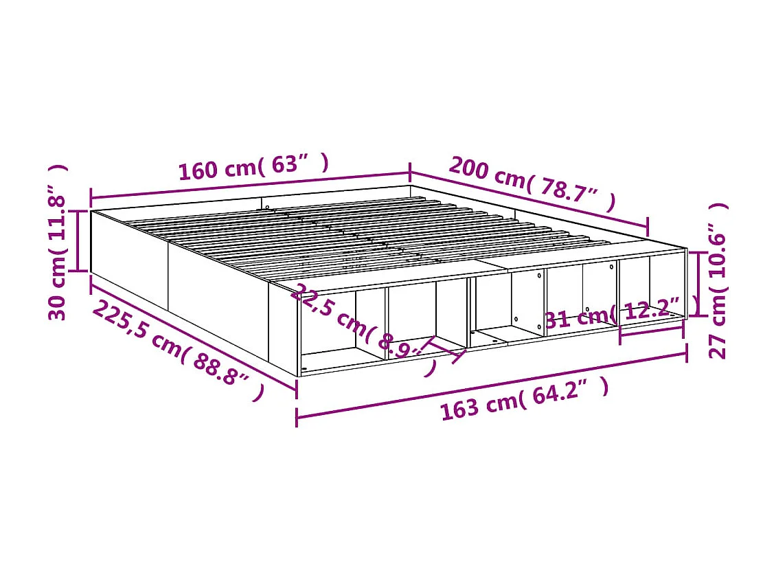 Cadre de lit sans matelas cire marron 100x200cm bois pin massif
