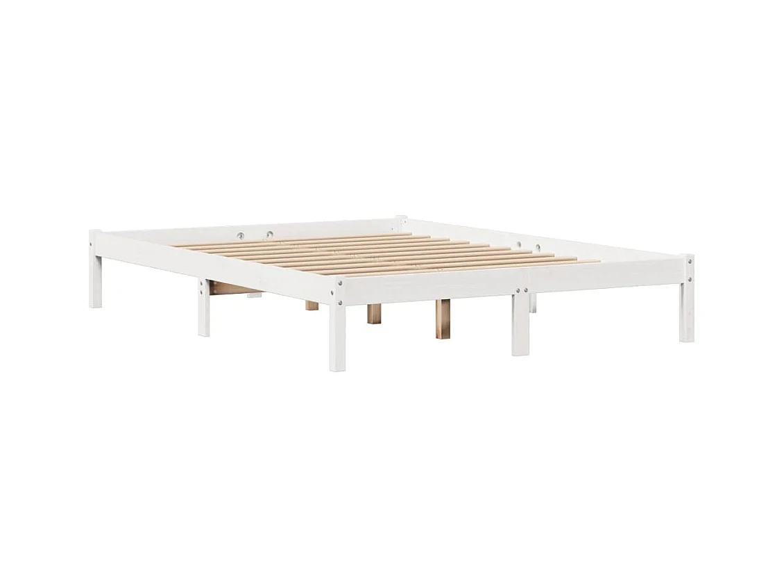 Letto senza Materasso Bianco 120x190 cm Legno Massello di Pino