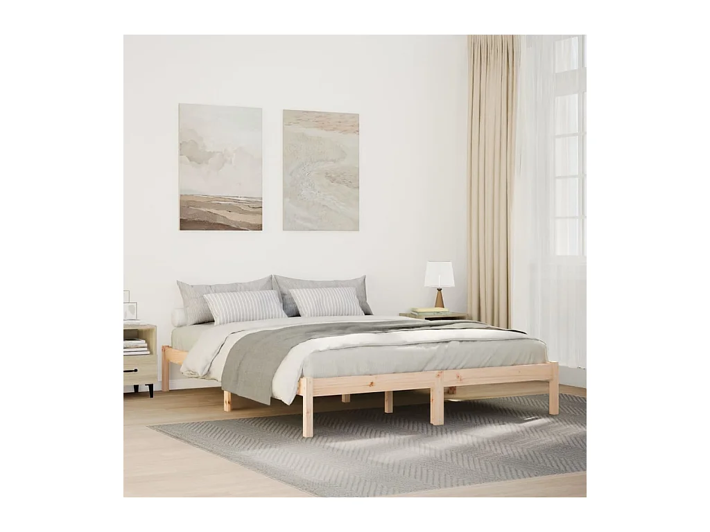 Cadre de lit extra long sans matelas 160x210 cm bois massif pin