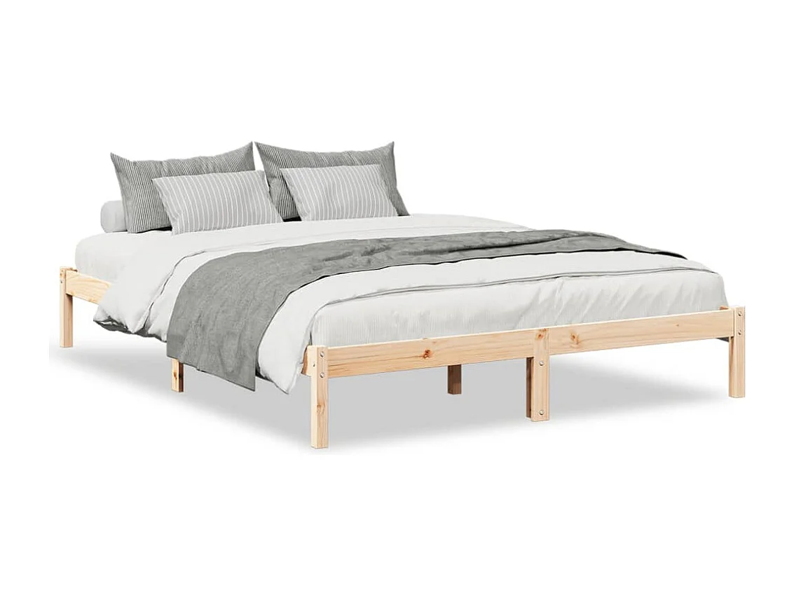 Cadre de lit extra long sans matelas 160x210 cm bois massif pin