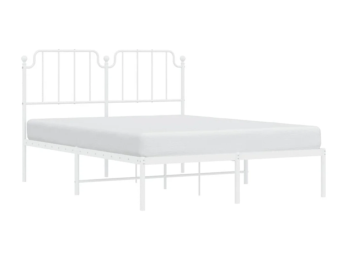 Cadre de lit métal sans matelas et tête de lit blanc 135x190 cm