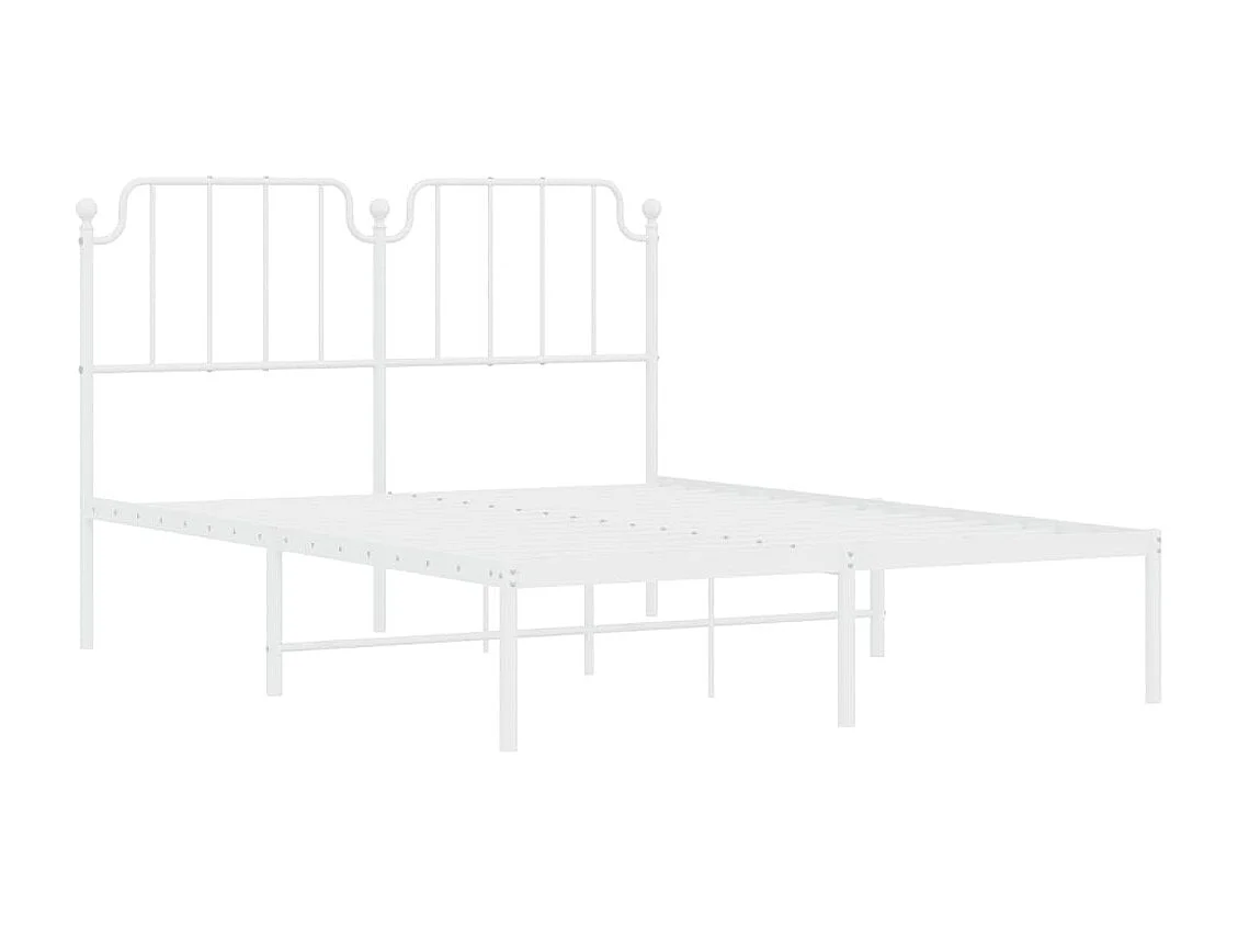 Cadre de lit métal sans matelas et tête de lit blanc 135x190 cm