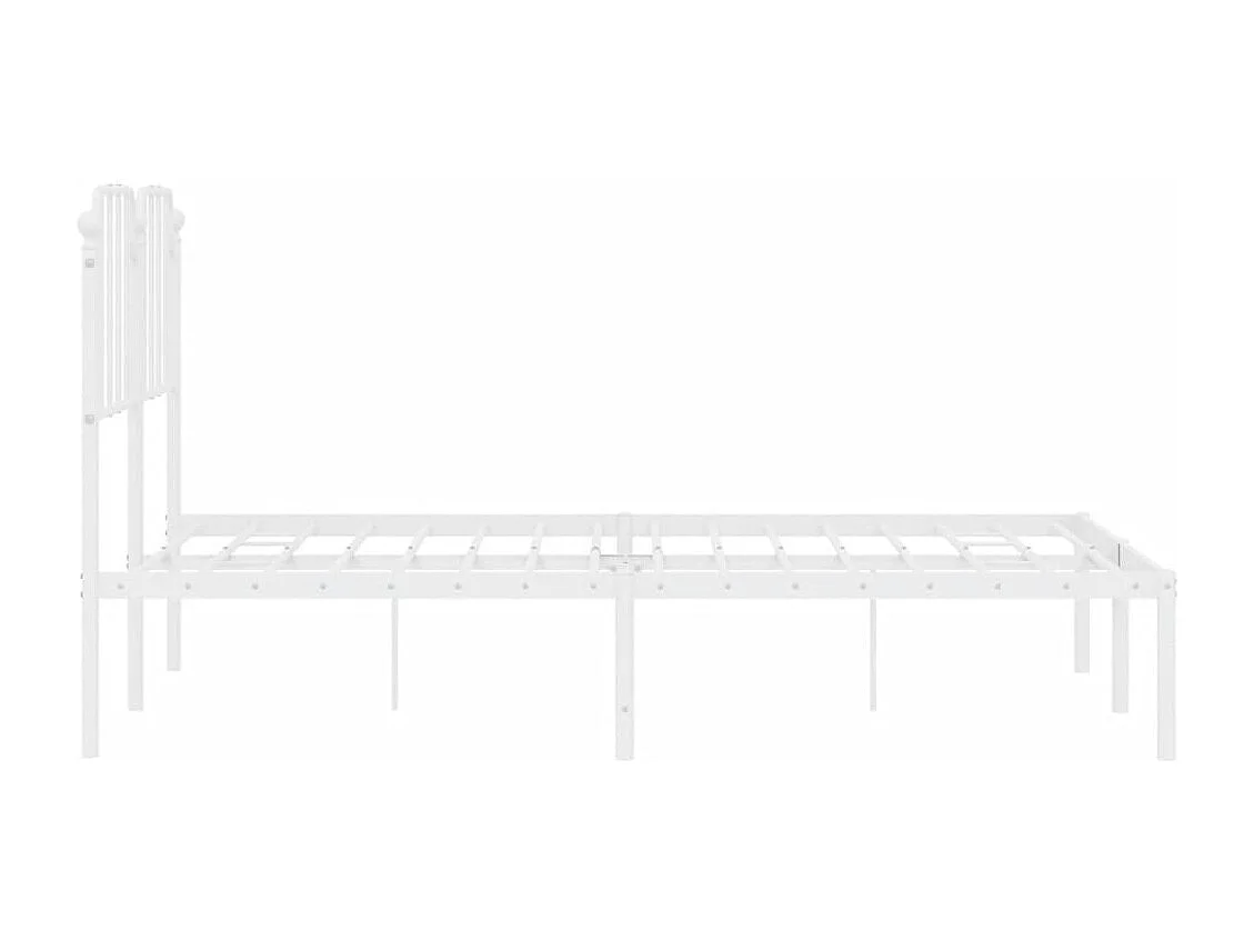Cadre de lit métal sans matelas et tête de lit blanc 135x190 cm