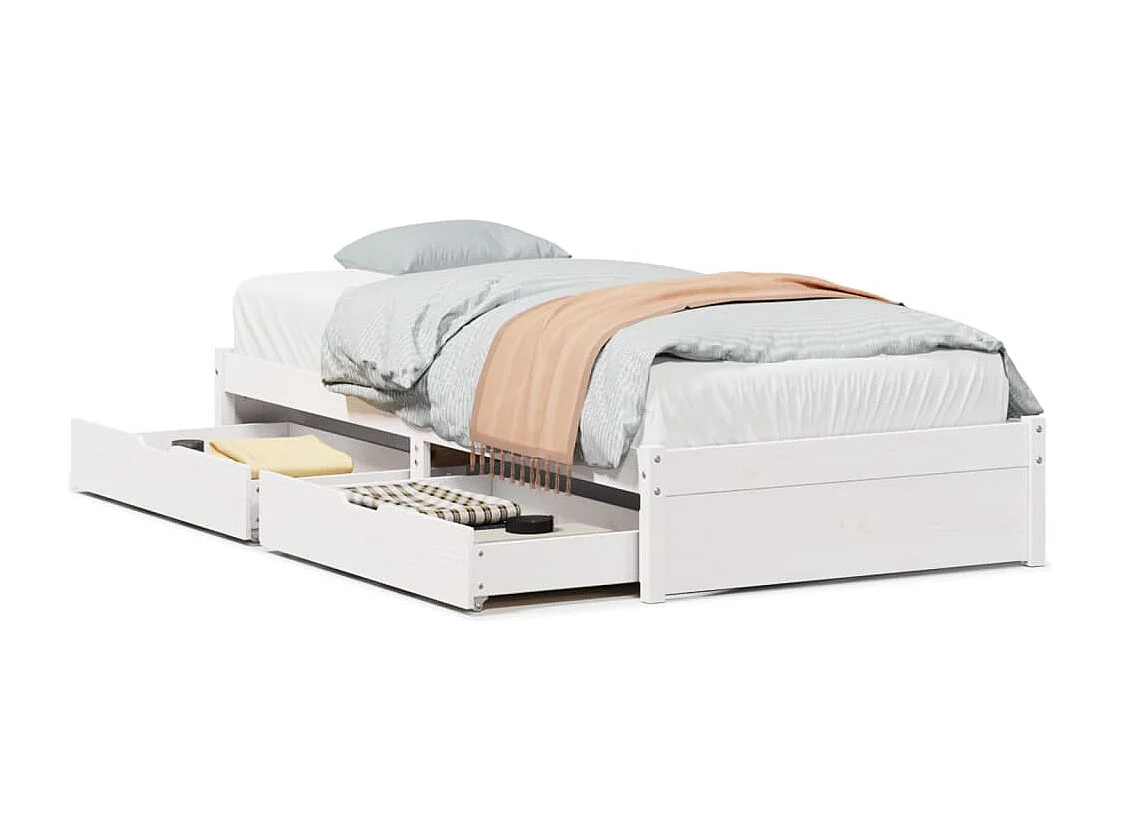 Cadre de lit sans matelas blanc 90x200 cm bois de pin massif