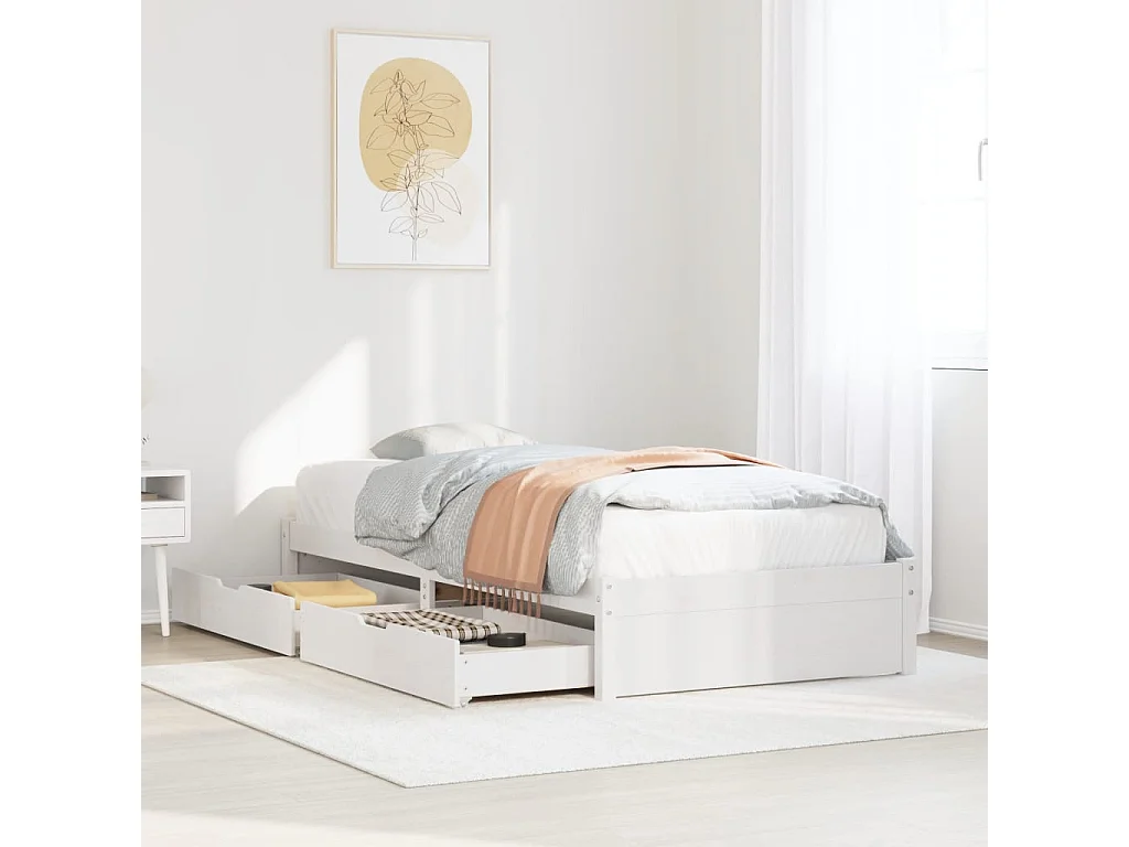 Estructura de cama sin colchón madera de pino blanca 90x200 cm