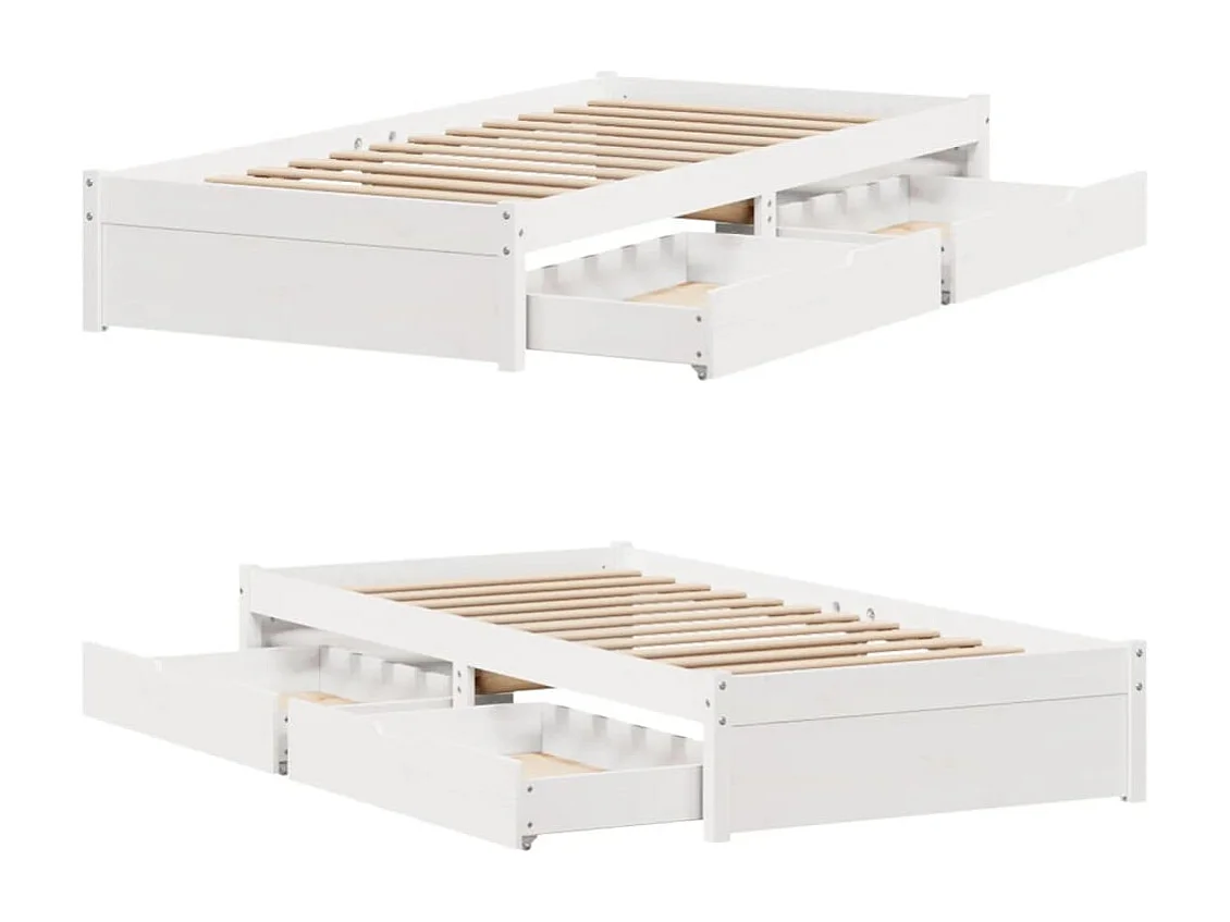 Estructura de cama sin colchón madera de pino blanca 90x200 cm
