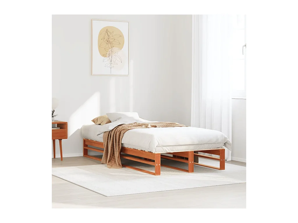 Letto senza Materasso Marrone Cera 90x190 cm in Legno di Pino