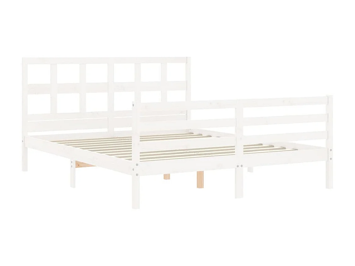 Cadre de lit sans matelas blanc bois de pin massif