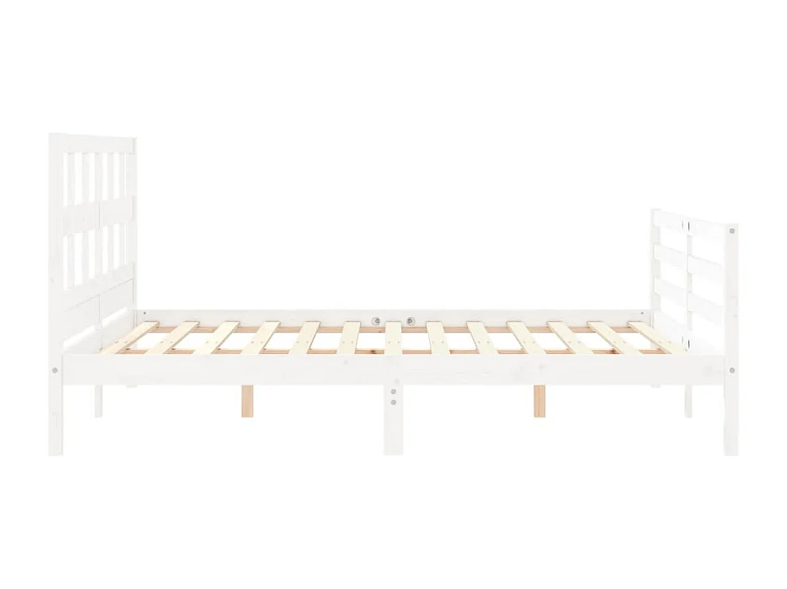 Cadre de lit sans matelas blanc bois de pin massif