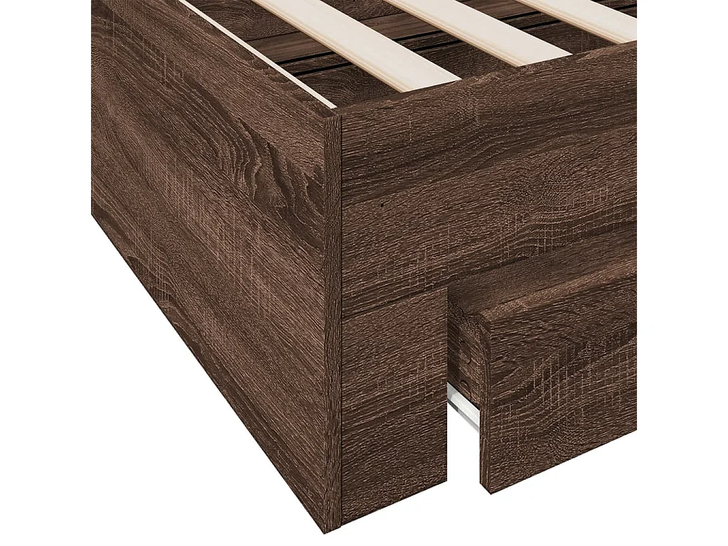 Cadre de lit avec tiroirs sans matelas chêne marron 75x190 cm