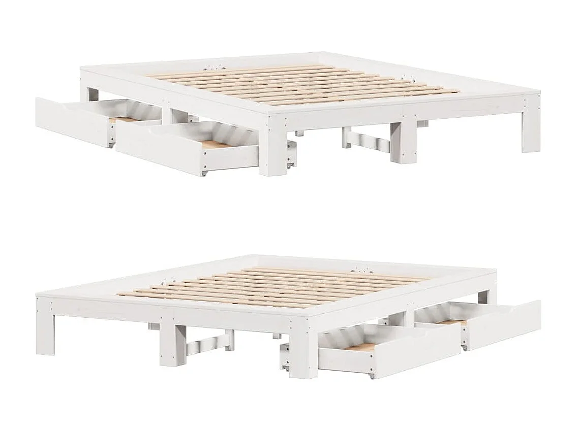 Cadre de lit sans matelas blanc 140x190 cm bois de pin massif