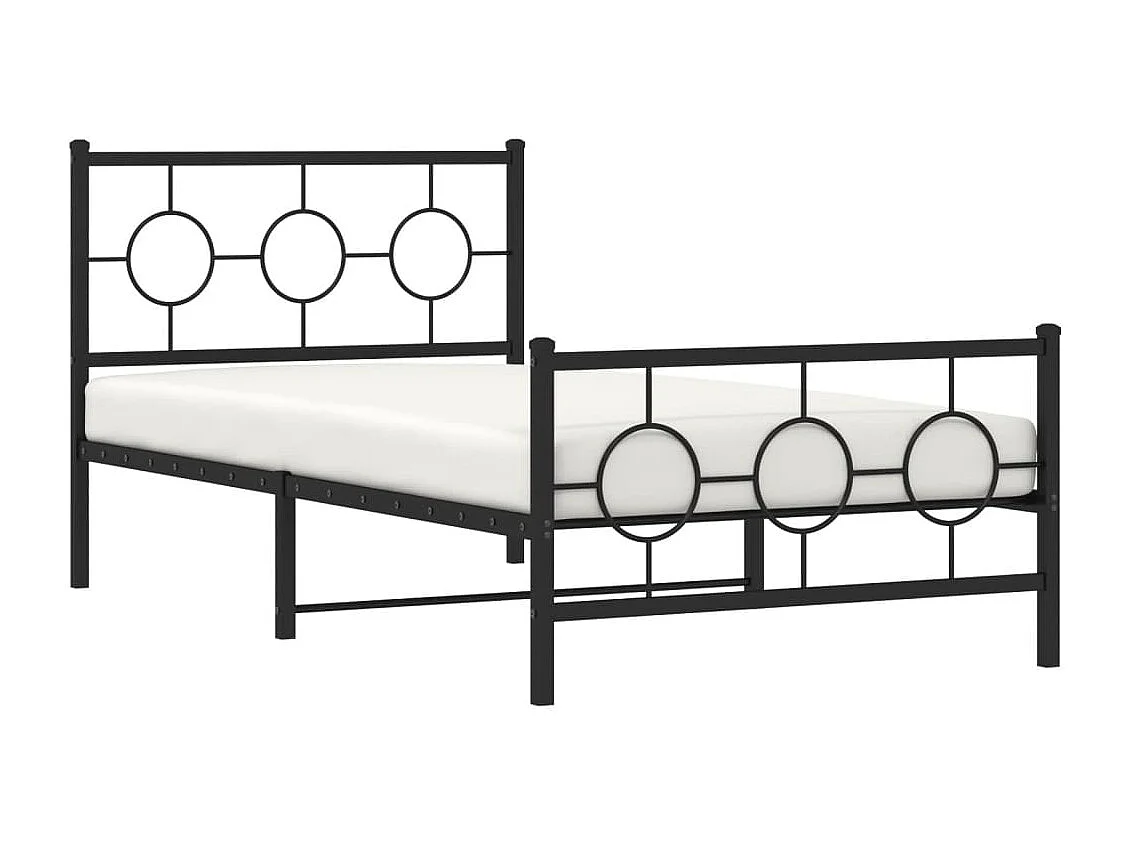 Estrutura de cama com cabeceira e pés 100x190 cm metal preto