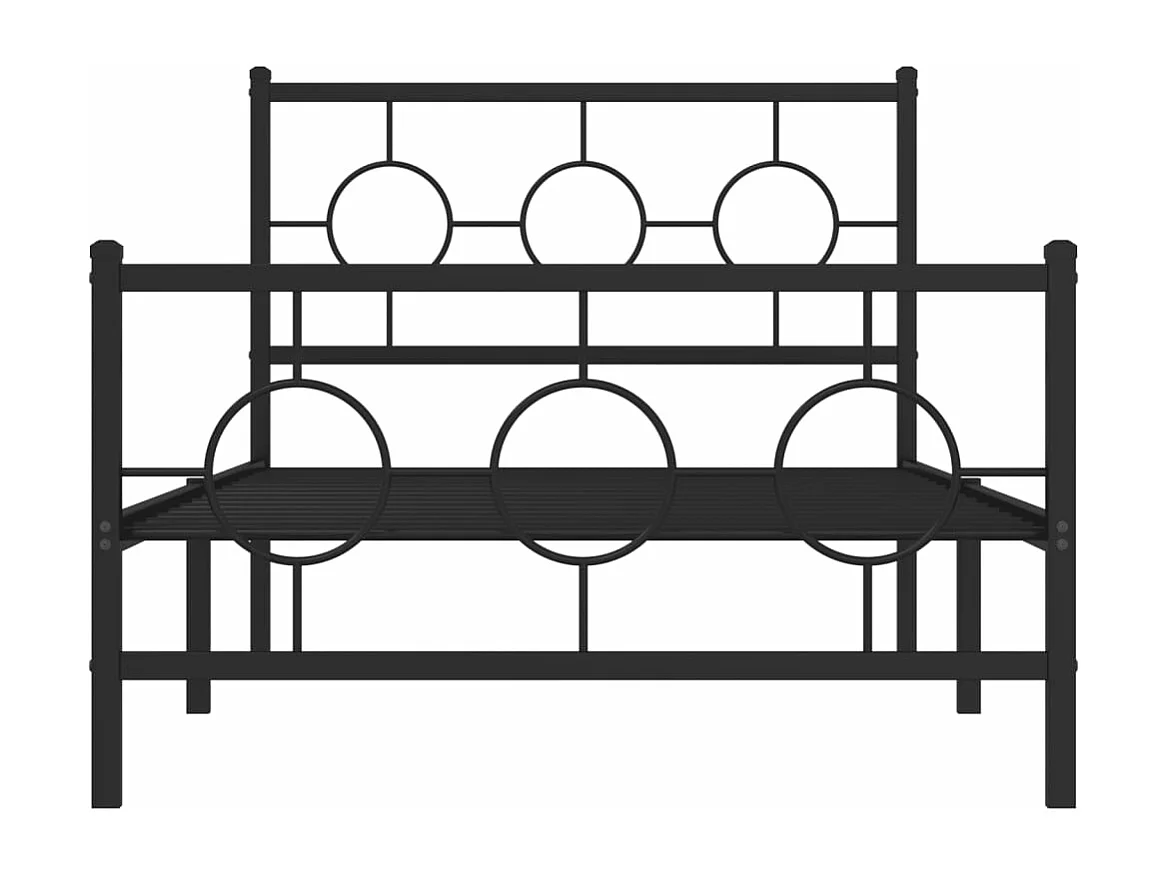 Estrutura de cama com cabeceira e pés 100x190 cm metal preto