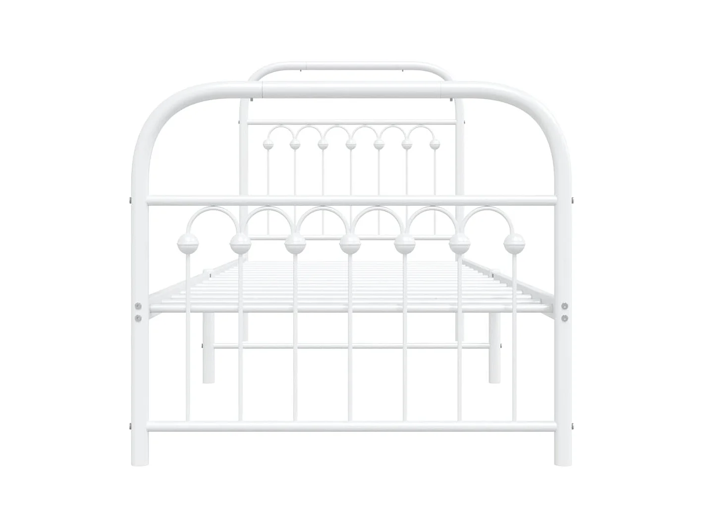 Cadre de lit métal sans matelas avec pied de lit blanc 80x200cm