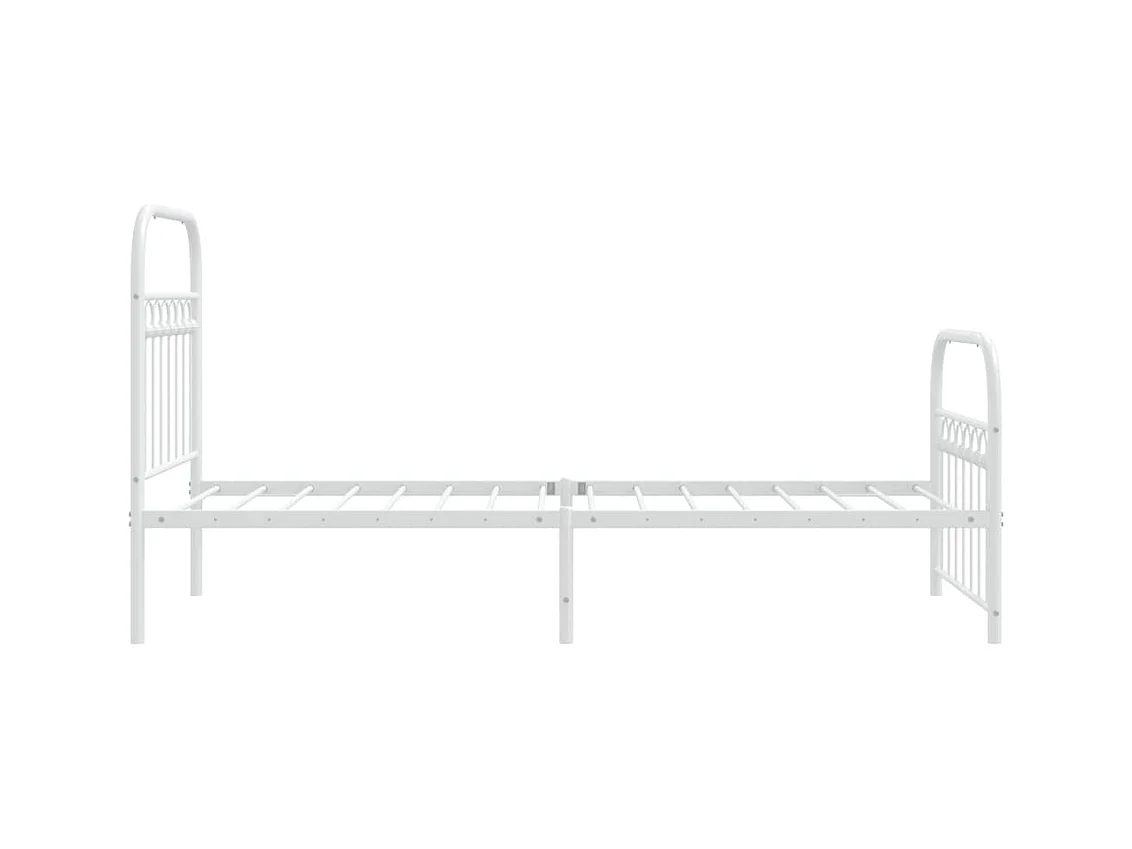 Cadre de lit métal sans matelas avec pied de lit blanc 80x200cm