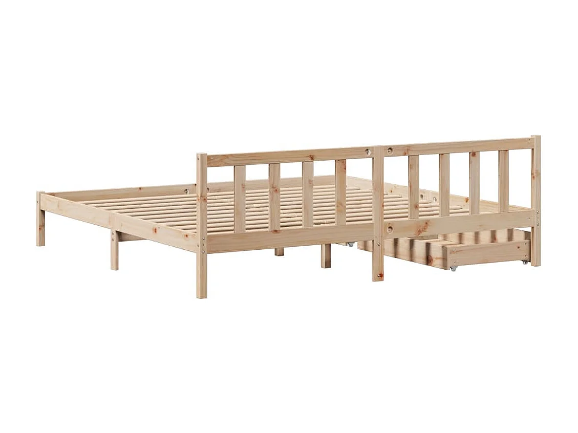 Letto senza Materasso 200x200 cm in Legno Massello di Pino