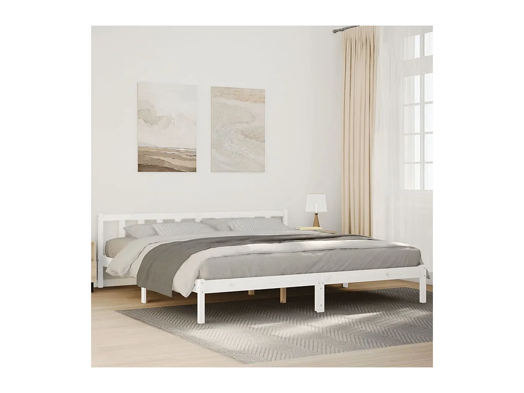 Cadre de lit extra long sans matelas 200x220 cm bois massif pin