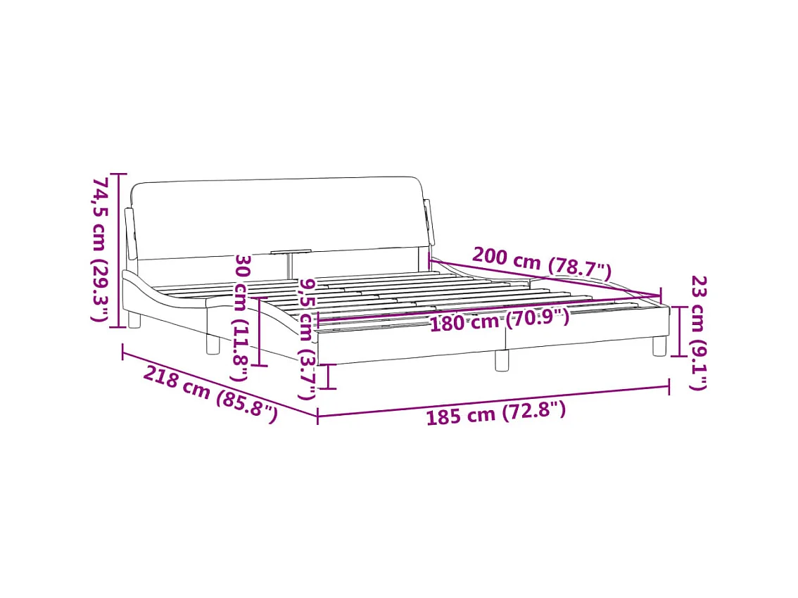 Cadre de lit sans matelas gris clair 180x200 cm tissu