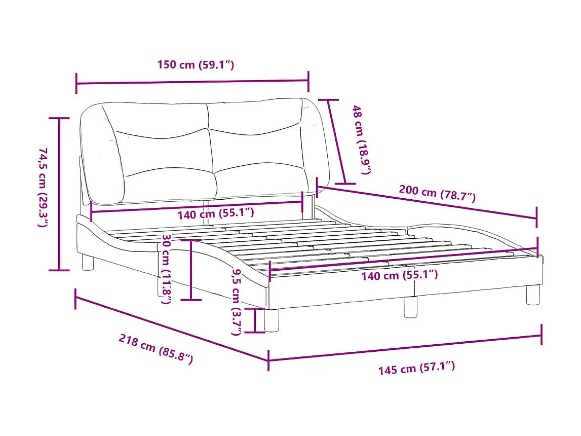 Cadre de lit sans matelas cire marron 120x200cm bois pin massif