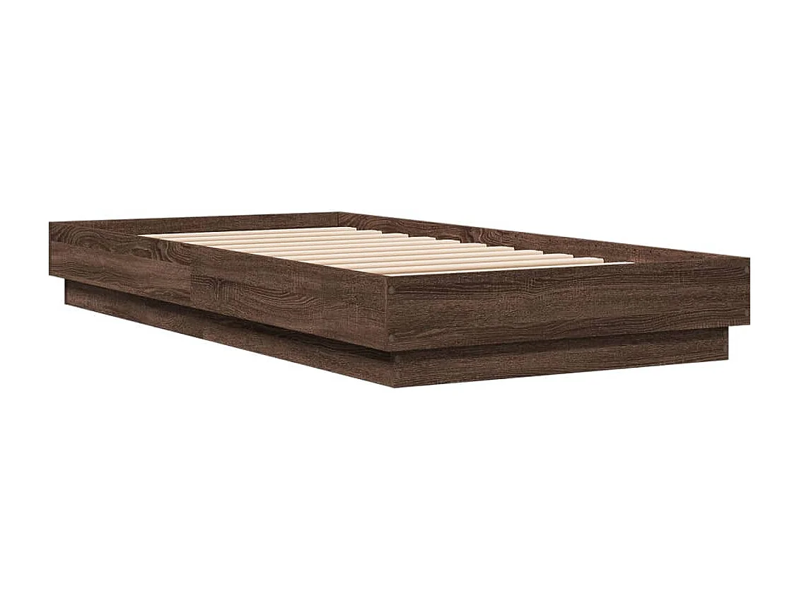 Cadre de lit sans matelas chêne marron 75x190cm bois ingénierie