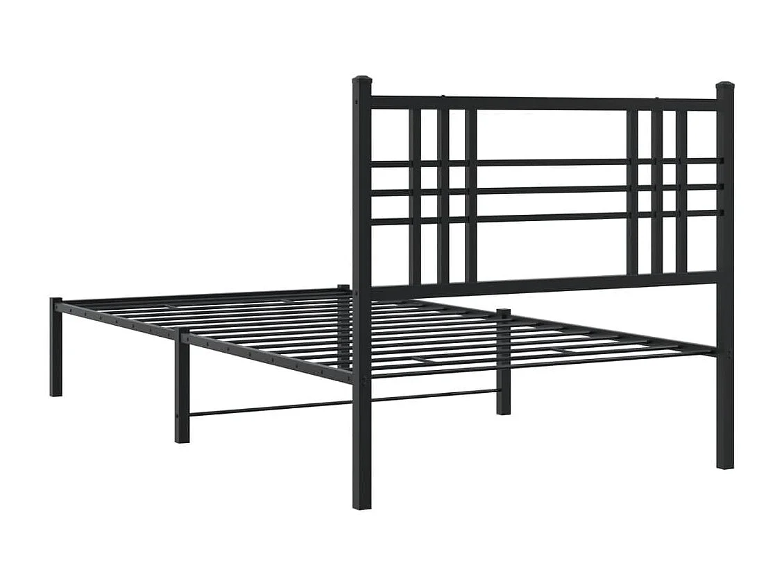 Cadre de lit métal sans matelas avec tête de lit noir 90x190 cm