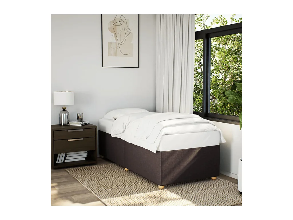Cadre de lit sans matelas marron foncé 90x200 cm tissu