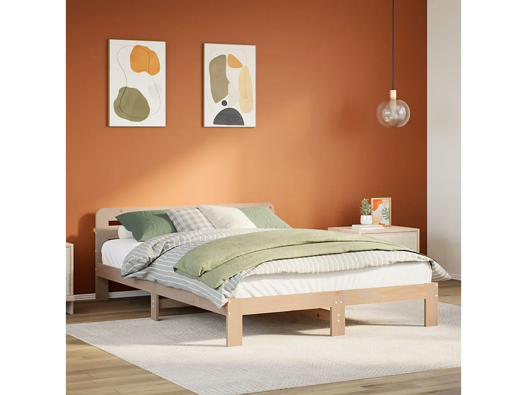 Letto senza Materasso 150x200 cm in Legno Massello di Pino