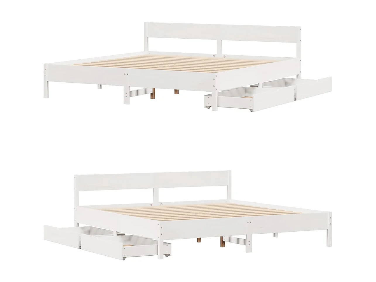 Estructura de cama sin colchón madera maciza blanca 200x200 cm