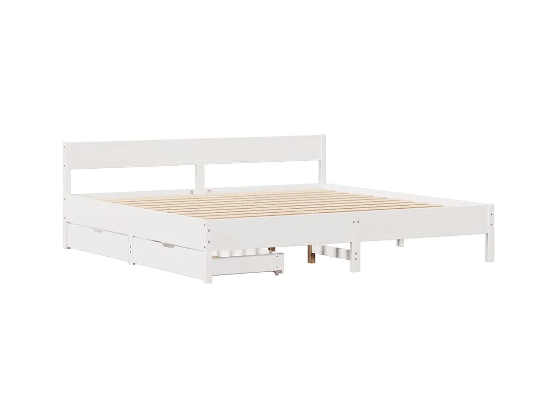 Cadre de lit sans matelas blanc 200x200 cm bois massif de pin